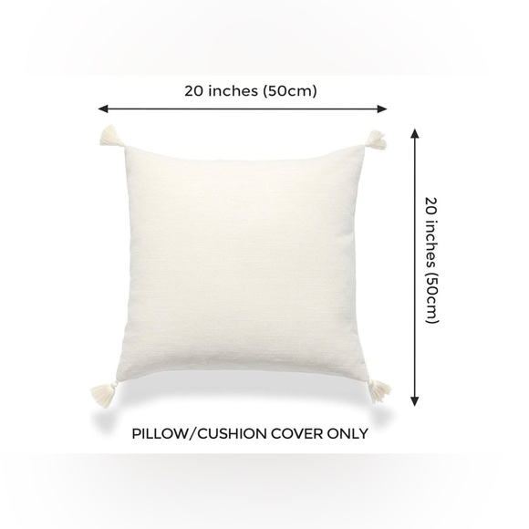 Elegant Cream Throw Pillow cover with Tassels - Picture 4 of 7